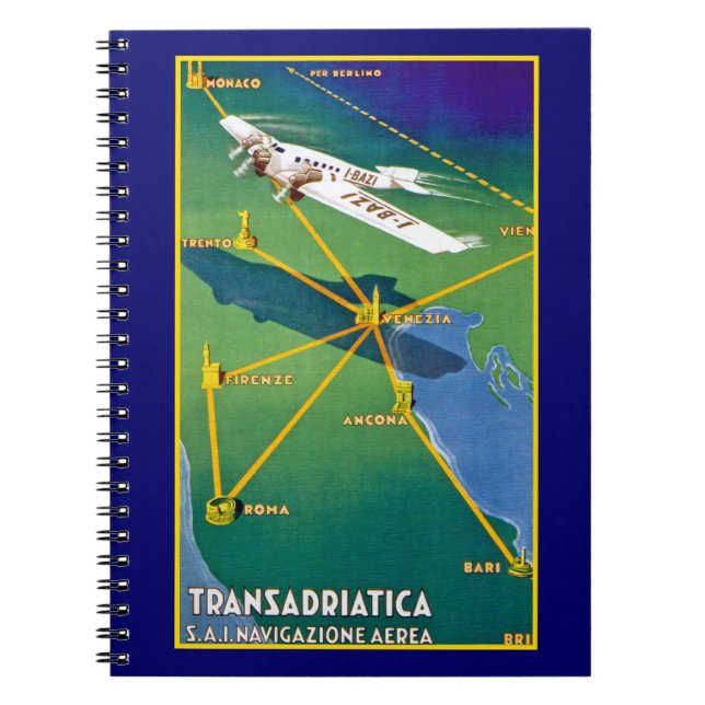 Transadriatica Navigazione Aerea Anteckningsbok Med Spiral (Framsidan)