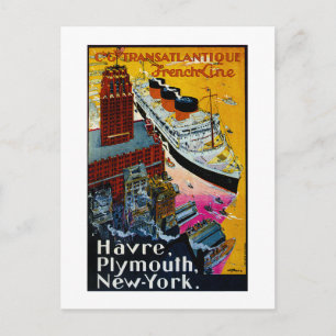 Transatlantic Fransk Line Vykort