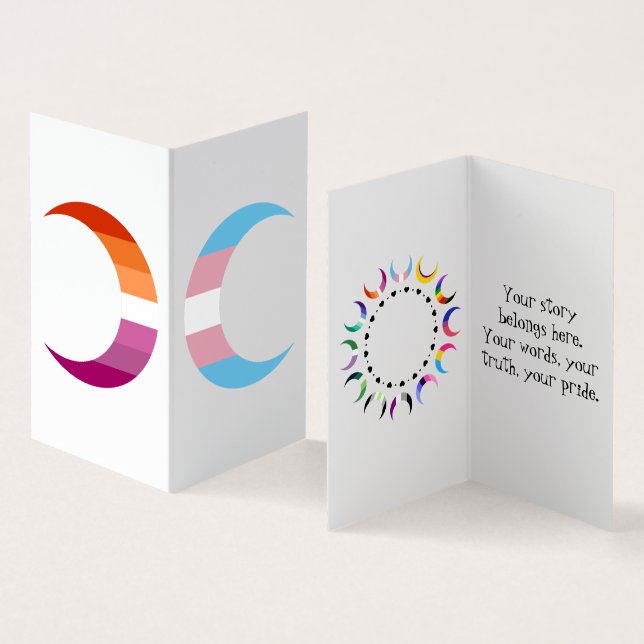 Transbian Pride Crescent Moons Greeting Card Visitkort (In- och utsida)