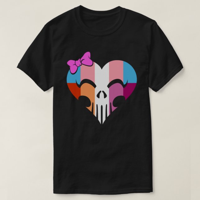 Transbian Pride Skully Unisex T Shirt (Design framsida)