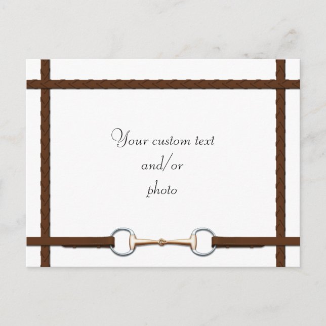 Tränsbit & flätade tyglar anpassad hästfoto vykort (Framsida)