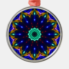 Transcendental Blue Kaleidoscope Circle Wheel Julgransprydnad Metall