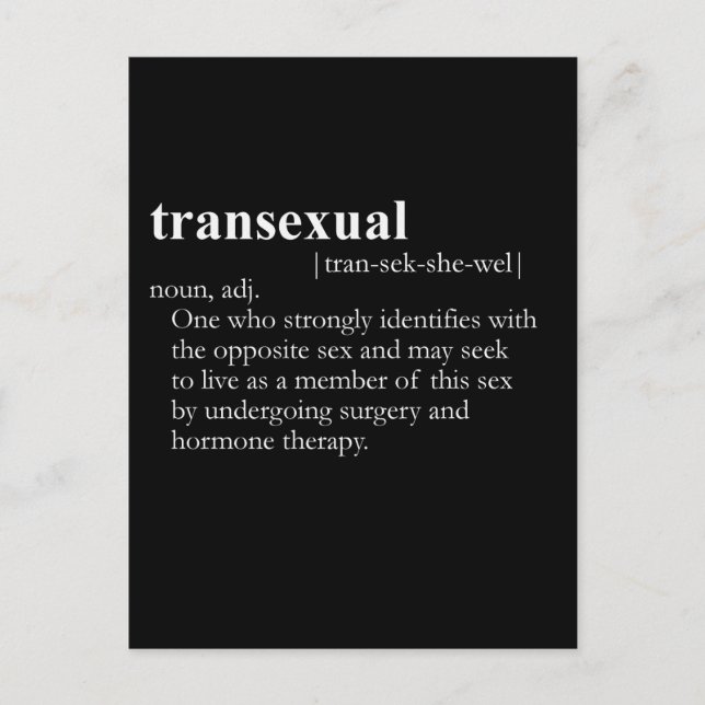 TRANSEXUAL (definition) Vykort (Framsida)