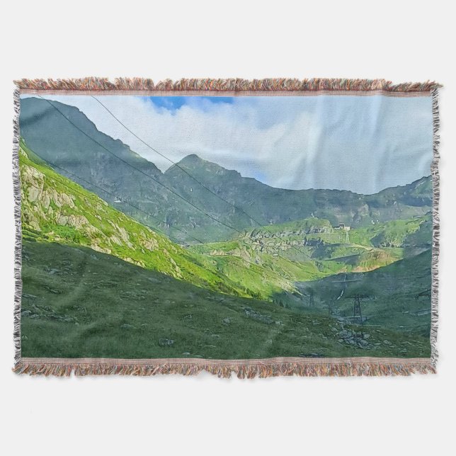 Transfagarasan Alpin Utsikt – Rumänien Berg Konst Filt (Framsidan)