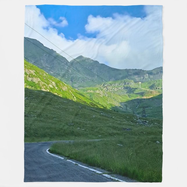 Transfagarasan Alpin Utsikt – Rumänien Berg Konst Fleecefilt (Framsidan)
