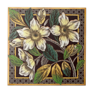 Transferware Repro för Booth Victorian Vild Vit r Kakelplatta