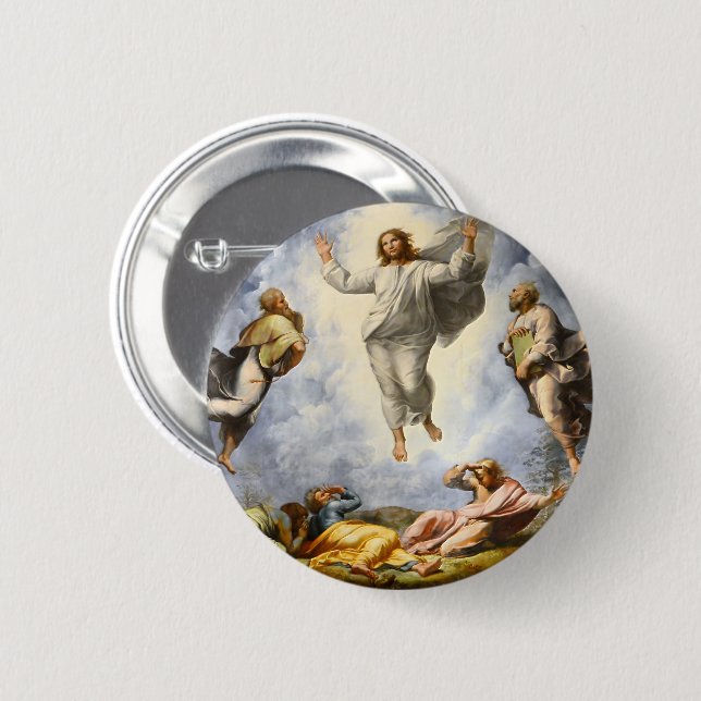 Transfiguration av Kristus - Raphaello Sanzio 1520 Knapp (Framsida & baksida)