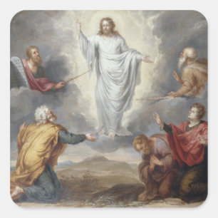 Transfigurationen (olja förkopprar på), fyrkantigt klistermärke