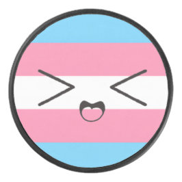 Transflagga med söt upphetsad min hockeypuck