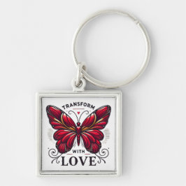 Transform with Love Keychain – Symbol of Change Fyrkantig Silverfärgad Nyckelring
