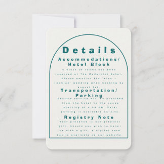 Transformativ Teal Modern Handgjord Bröllopsdetalj Inbjudningar