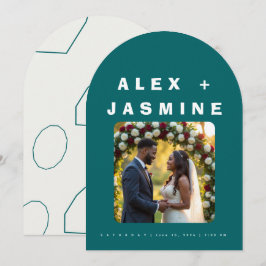 Transformative Teal Modern Arched Wedding  Inbjudningar