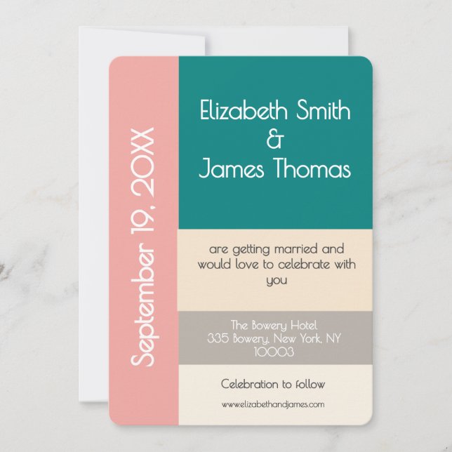 Transformative Teal Modern  Contemporary Wedding Inbjudningar (Framsida)