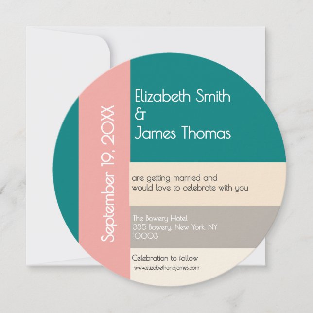 Transformative Teal Modern  Contemporary Wedding Inbjudningar (Framsida)