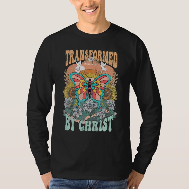 Transformed By Christ Retro Butterfly Romans 132 C T Shirt (Framsida)