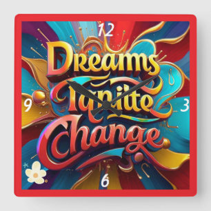 "Transformera världen" Fyrkantig Klocka