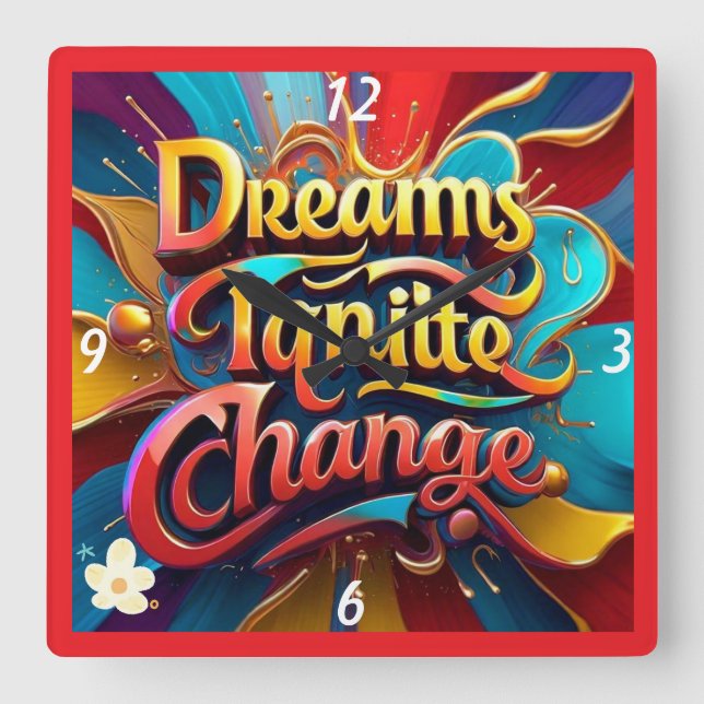 "Transformera världen" Fyrkantig Klocka (Framsida)