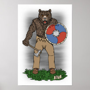 Transformerad Viking Berserker eller Werebjörn Poster