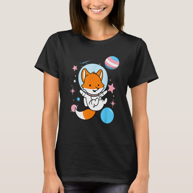 Transgena fox in Space Trans-Pride T Shirt (Framsida)