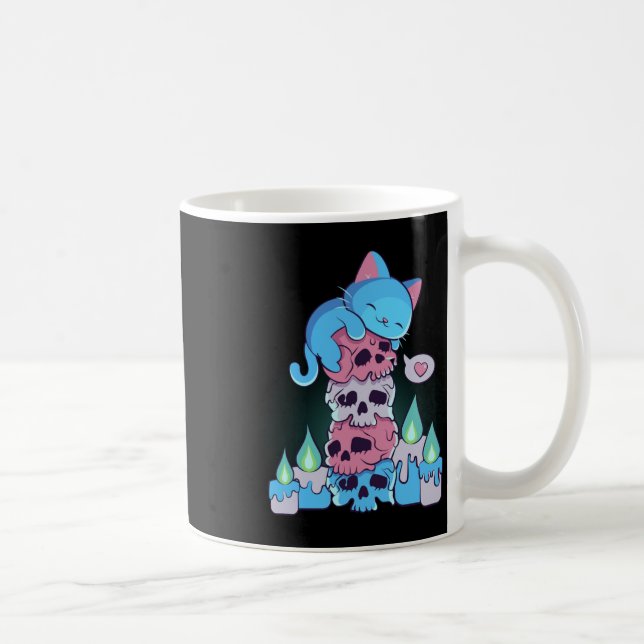 Transgender Aesthetic Kawaii Cat på Döskallar Subt Kaffemugg (Höger)