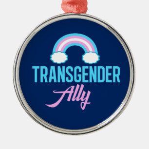 Transgender Ally Blue Rosa White Rainbow Support Julgransprydnad Metall