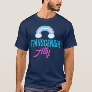 Transgender Ally Blue Rosa White Rainbow Support T-shirt