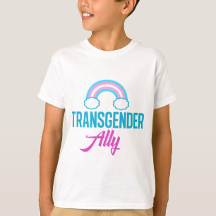 Transgender Ally Blue Rosa White Rainbow Support T Shirt