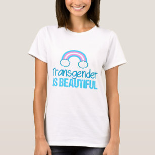 Transgender är Bevackert Rainbow Blue Rosa White Tee Shirt