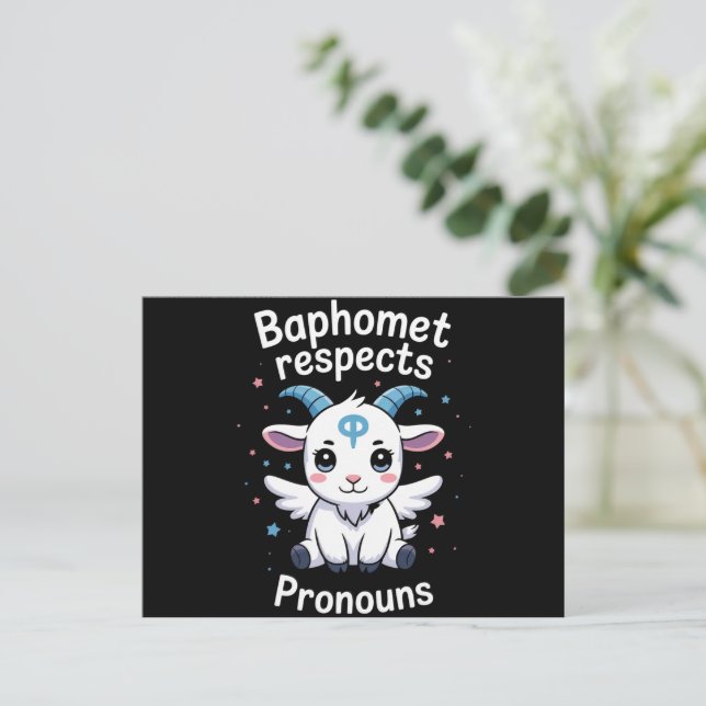 Transgender Baphomet respekterar pronomen Transsto Vykort (Stående Fram)