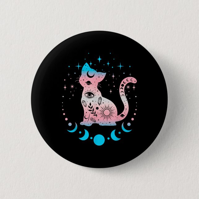 Transgender Cat Astrology Celestial Lgbt Pride Tra Knapp (Framsida)