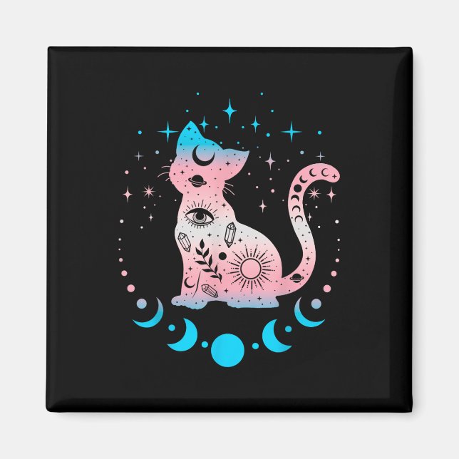 Transgender Cat Astrology Celestial Lgbt Pride Tra Magnet (Framsidan)