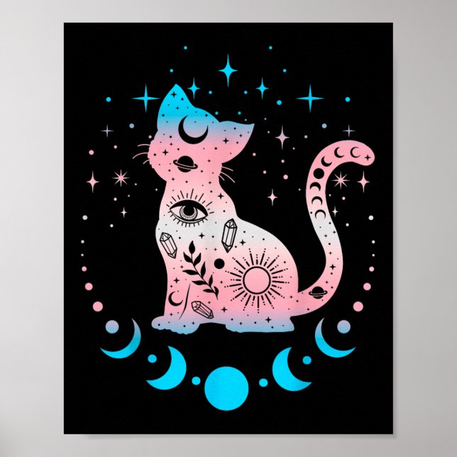 Transgender Cat Astrology Celestial Lgbt Pride Tra Poster (Framsidan)