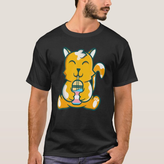 Transgender Cat Bubble Tea Transgender Cat Bubble T Shirt (Framsida)