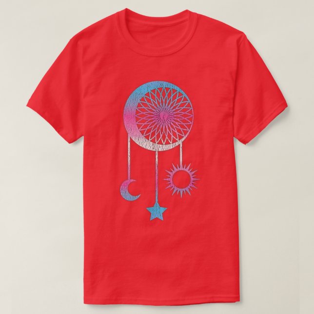 Transgender Celestial Trans Pride Flagga Dreamcatc T Shirt (Design framsida)
