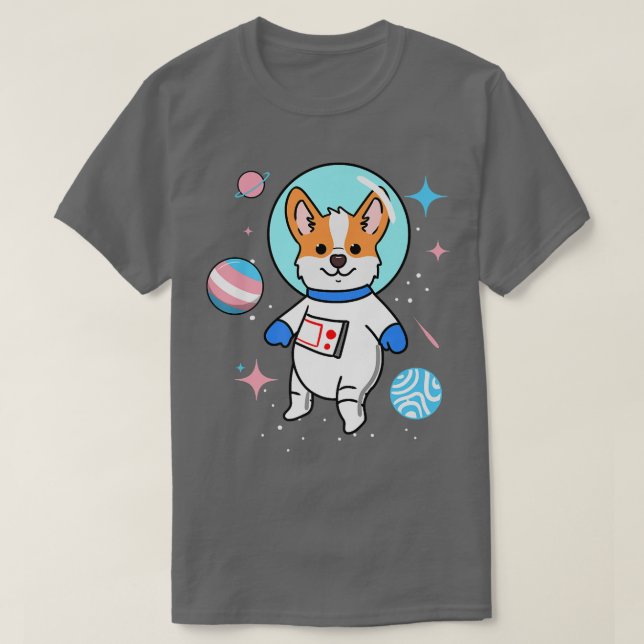 Transgender Corgi in Space Trans Pride 1334 T Shirt (Design framsida)