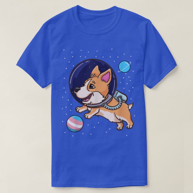 Transgender Corgi in Space Trans Pride 1336 T Shirt (Design framsida)