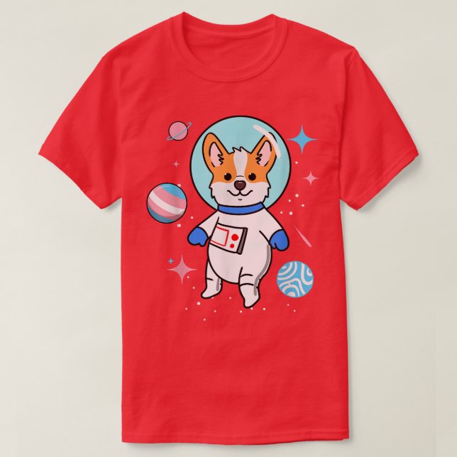 Transgender Corgi In Space Trans Pride  T Shirt (Design framsida)