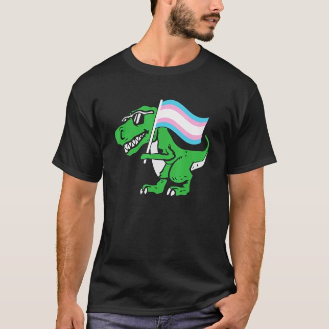 Transgender Dinosaur Lgbt Q Rex Trans Flagga A T Shirt (Framsida)