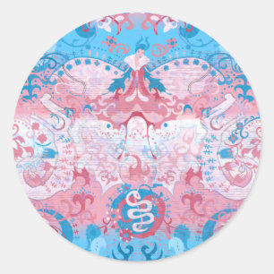 Transgender Dragon Damask - Trans Pride Flagga Fär Runt Klistermärke