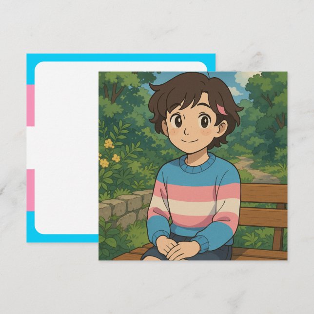 Transgender Flag Anime Person | LGBTQIA+  (Fram/baksida)