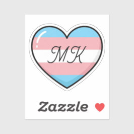 Transgender Flag Heart Monogrammed | LGBTQIA+ Klistermärken