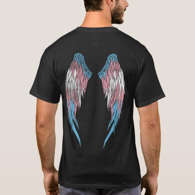 Transgender Flagga - Angel Vingar T Shirt (Baksida)