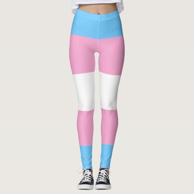 Transgender Flagga Blue Rosa White Stripe LGBT Leggings (Framsida)