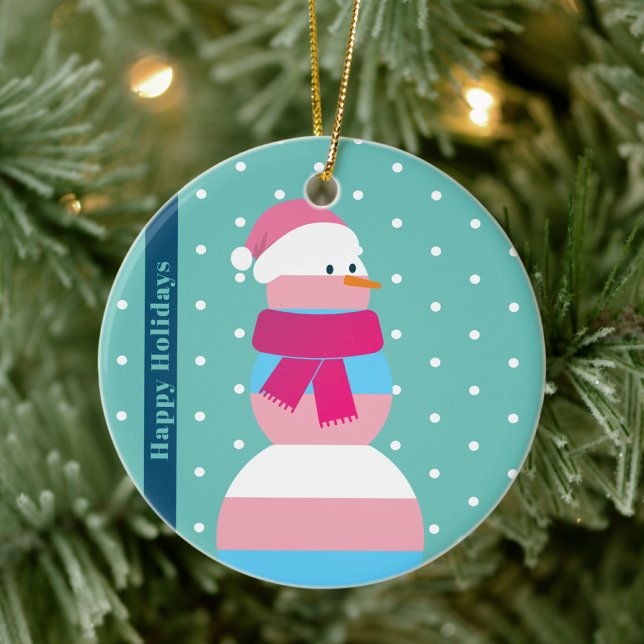Transgender flagga christmas gift snögubbe Ornamen Julgransprydnad Keramik (Skapare uppladdad)