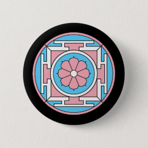 Transgender Flagga Färg Mandala LGBTQ+ Knapp