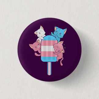 Transgender Flagga Katter och en Glasspinne Knapp
