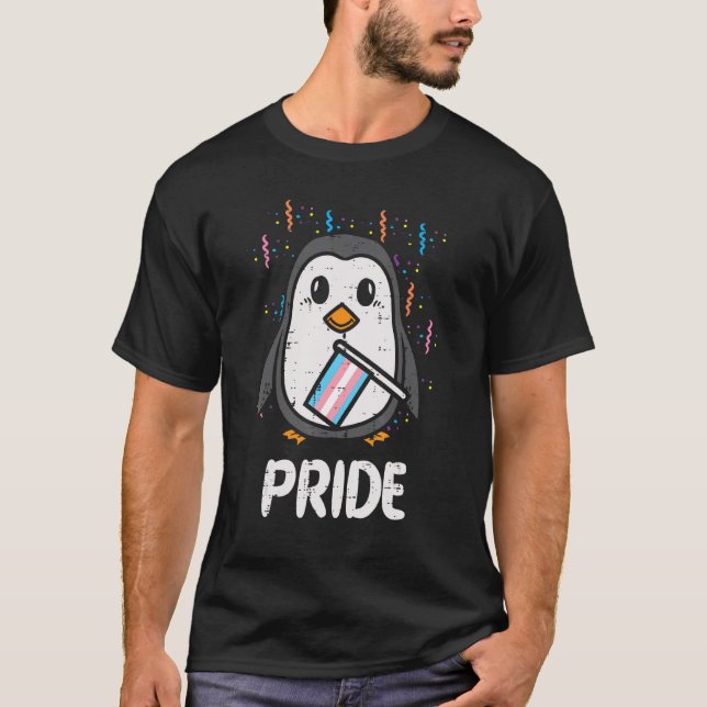 Transgender Flagga Penguin Lgbt Trans Pride Saker  T Shirt (Framsida)