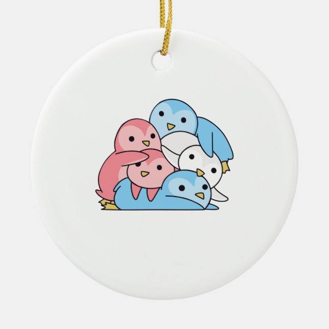 Transgender Flagga Pride Lgbtq Cute Penguin Julgransprydnad Keramik (Framsidan)