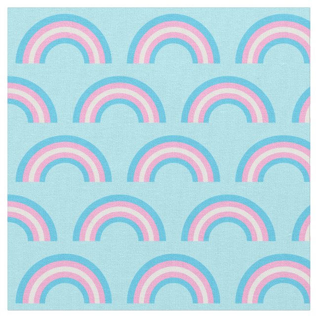 Transgender Flagga Rainbows Cute Blue Rosa White Tyg (Närbild)