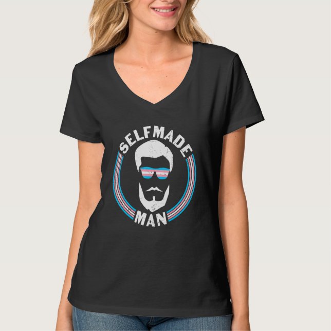 Transgender Flagga Self Made Man Support Lgbtq Pri T Shirt (Framsida)